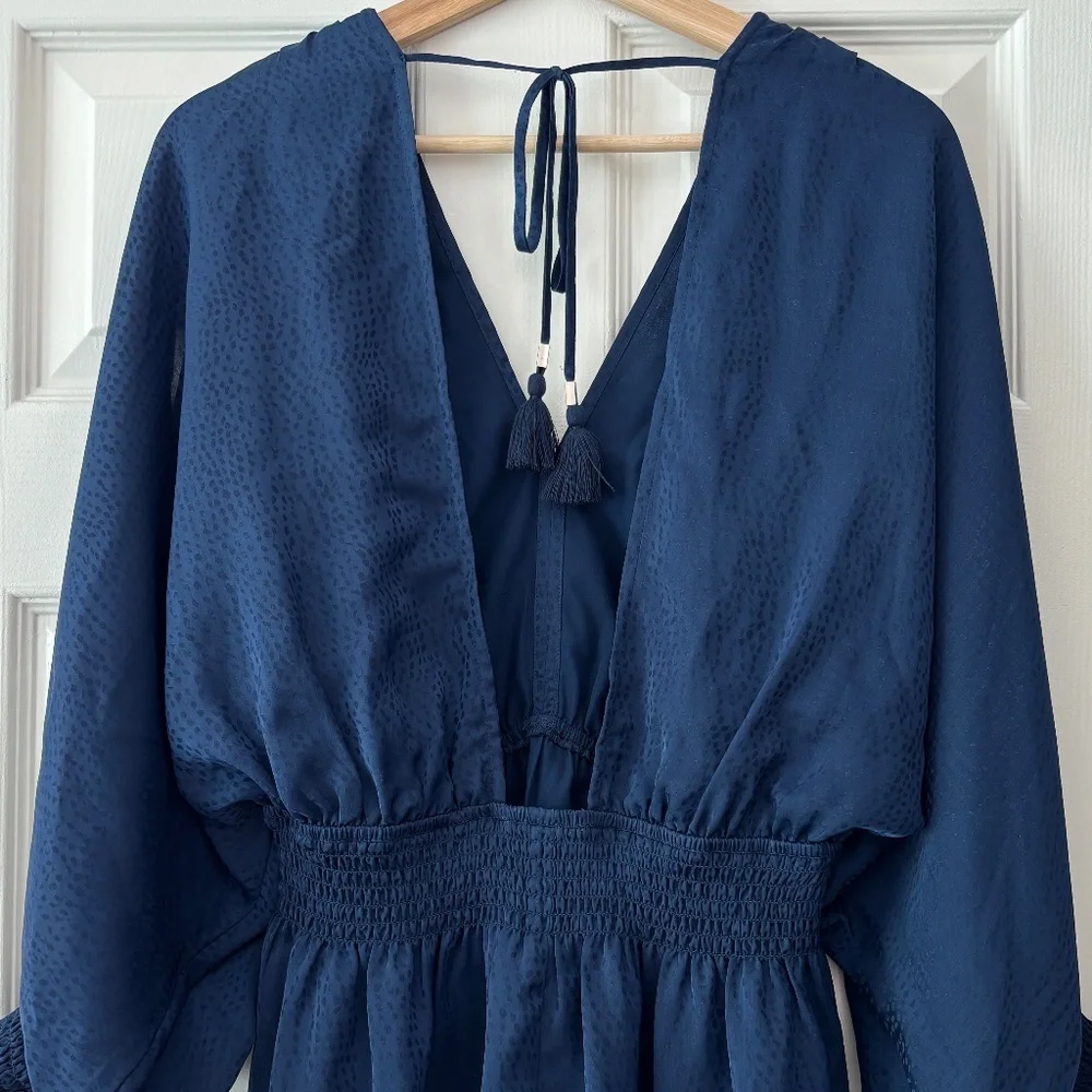 lovestitch Becca Split Sleeve Bohemian Mini Dress - Navy Blue Size M - Picture 8 of 11